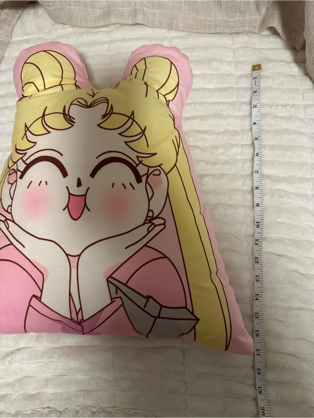 Pink & Yellow Anime Character Plush Throw Pillow - Cute Face Accent Pillow